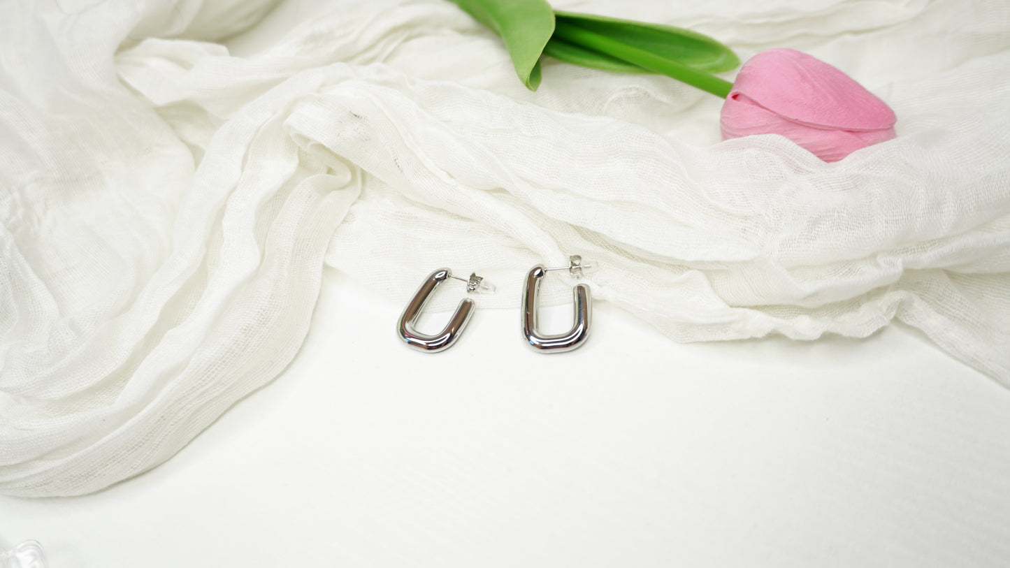 Silver C Earrings